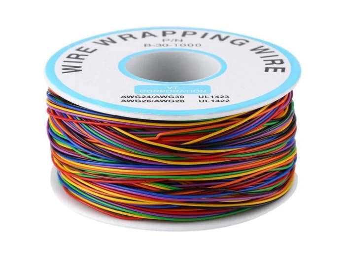 30 AWG virningstråd, 8 färger (entrådig)