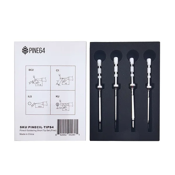 PINE64 Pinecil korta lödspetsar, fin sats (ST-BC2, ST-C1, ST-ILS, ST-KU)